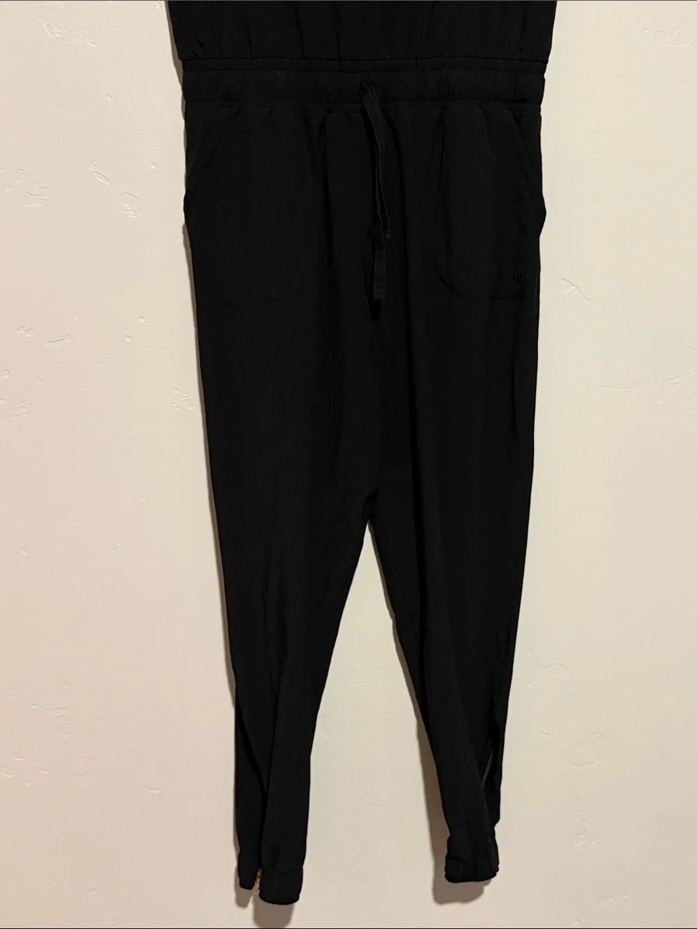 Albion Black Cap-Sleeve Drawstring Jumpsuit